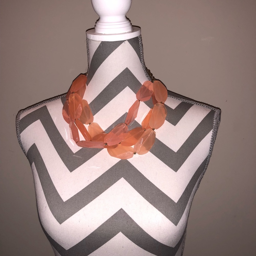 Triple layer chunky peach necklace